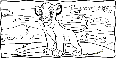 Smiling Simba  Coloring Page